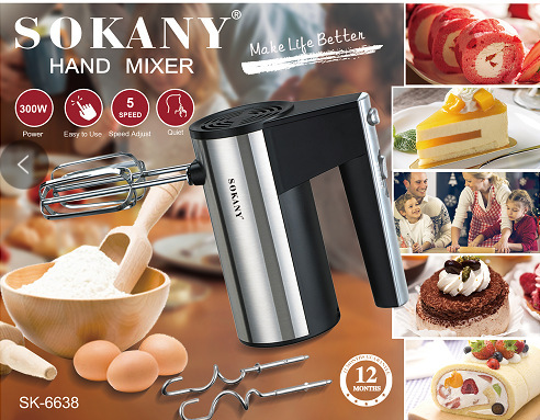 Cross-Border Sokany 6638 Eggbeater Multi-Function Household Mixer Egg White Cream Baking