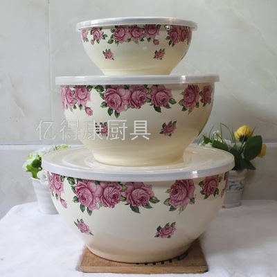 Export Enamel Enamel Applique Salad Bowl Set 3-Piece Set