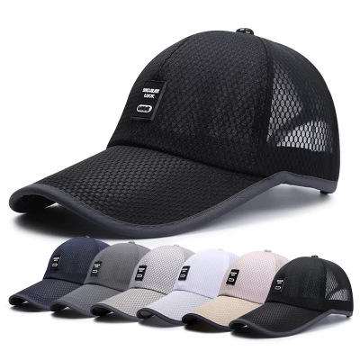 Hat Summer Men's New Lengthened Brim Baseball Cap Outdoor Fishing Sun Protection Hat Mesh Breathable Sun Hat Wholesale