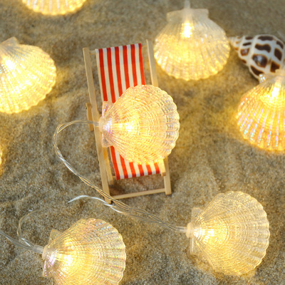 2022 New LED 7 Color Laser Lighting Chain Starfish Shell Marine Battery String Home Bedroom Decorative Light
