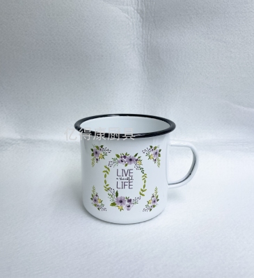 9cm Thick Enamelled Cup Curling Mug Milk Cup Water Cup without Lid Cup