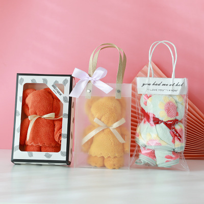 Coral Velvet Bear Towel Gift Box Wedding Shop Wedding Opening Wholesale Advertising Gift Gift Birthday Towel
