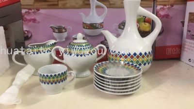 Ceramic, Coffee Set, Ceramic Coffee Set, Cup and Saucer, 6 Cups, 6 Dish Set, 15-Head Set