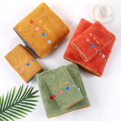 Embroidered Hook Thickened 400 Square Grams Coral Fleece Towels Gift Box Packaging Independent Packaging Bulk