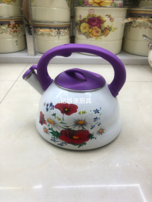 3L Enamel Kettle Teapot Whistle Reminder Kettle Thickened Enamel Flat Bottom Kettle Gas Induction Cooker