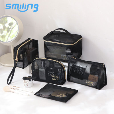 Cosmetics Bag Multi-Functional Travel Storage Bag Breathable Mesh Wash Bag Solid Color Women's Handbag