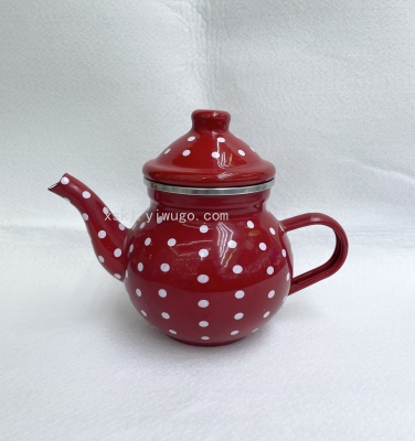 1L Enamel Teapot Small Kettle Ball Kettle Mini Kettle Kettle Water Pitcher