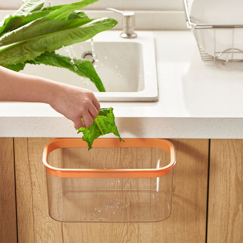 cabinet door wall-mounted trash can plastic pet transparent hanging desktop trash can bathroom layering organizing box