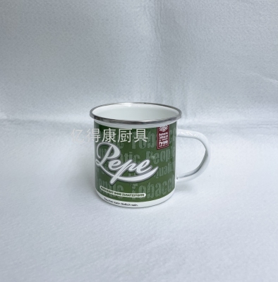 8cm Enamel Cup White Background Applique Edge Covered Tea Cup Mug Retro Tea Cup Water Cup