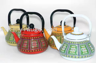 1.5l Enamel Kettle Water Pitcher Teapot Coffee Pot Pear-Shaped Pot Color Applique