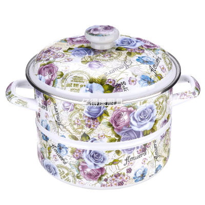 Thickened Enamel Single-Layer Steamer with Lid Large Capacity Soup Pot Pot with Two Handles Ceramic Cover