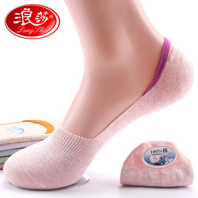 Langsha Socks Women's Invisible Socks Spring and Summer Thin Breathable Women's Boat Socks Pure Cotton Silicone Anti-Slip Low-Top Sports Socks