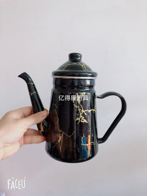1.2L Enamel Teapot Marbling Mirror Coffee Pot