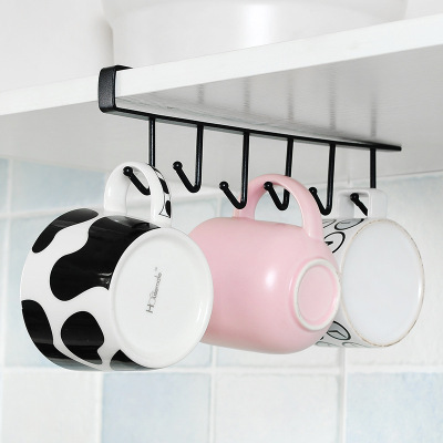 T Kitchen Iron Art Non-Marking Hook Punch-Free Storage Rack Multi-Functional Cabinet Six-Piece Row Hook Metal Hook