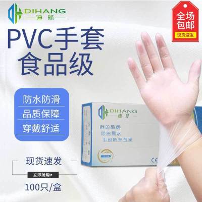 Disposable PVC Gloves Food Grade Civil Laboratory Protective Gloves Spot Oil-Proof Baking Labor Protection Gloves