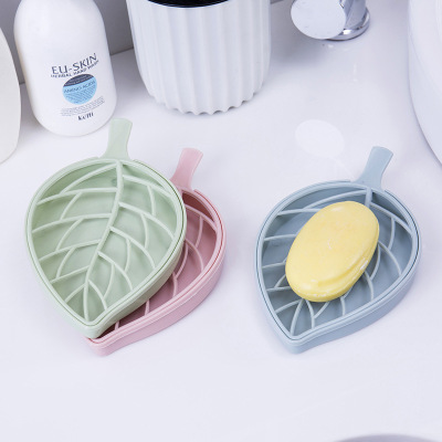 Leaves Double Layer Drain Soap Box Creative Bathroom Toilet Handmade Soap Holder Face Washing Soap Box Plastic Soap Holder