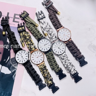 New Men's Outdoor Sports Watch Woven Rope Ultra-Thin Wrist Watch Ins Foreign Trade Popular Style