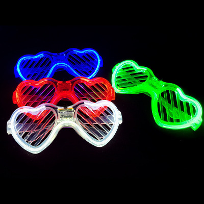 Luminous Bar Disco Jumping Glasses Love Heart Led Cold Light Shutter Glasses Foreign Trade Amazon Party Glasses