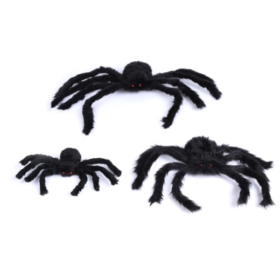 Halloween Spider Decoration Props Outdoor Venue Layout Spider Web Plush Spider Toy Simulation Plush Spider