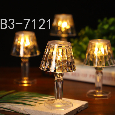 LED Electronic Candle Small Night Lamp Diamond Table Lamp Bedside Bar Creative Ambience Light Ins Romantic Decoration Table Lamp