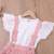 Summer New Girls' Suit Korean Style Flying Sleeves Top + Shoulder Strap Skirt Two-Piece Suit