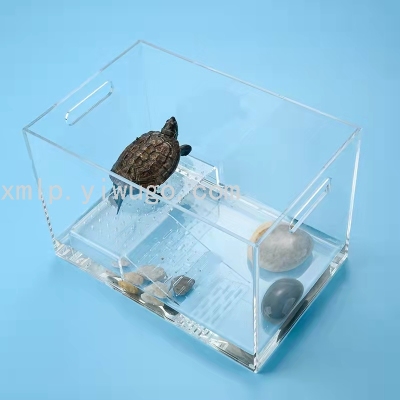 Acrylic Turtle Jar Provided with Balcony Home Desk Fish Tank Plexiglass Pet Box Customization