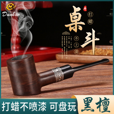 SOURCE Factory Ebony Waxing Pipe Can Be Played without Painting Zhuo Pipe Cigarette Holder Accessories Hammer Type Solid Wood Pipe