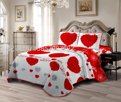 Cross-Border Bedspread Pure Cotton Summer Cooling Duvet Airable Cover All Cotton Quilt Washed Bed Three-Piece Set