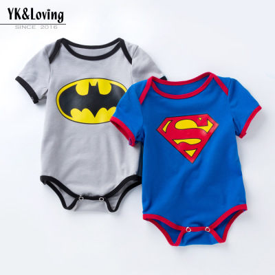 Direct Sales Blue Short-Sleeved Romper 0-2 Years Old Men's and Women's Baby Cartoon Jumpsuit Baby Jumpsuit Fashion