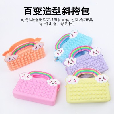 Factory Direct Sales New Silicone Rainbow Unicorn Decompression Toy Coin Purse Cross-Border Deratization Pioneer Large Capacity