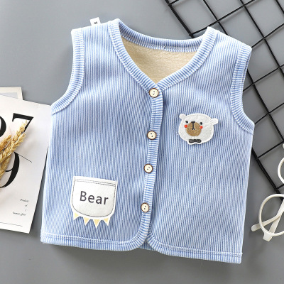 New Children's Velvet Vest Boys Keep Warm Vest Soft Inner Wear Autumn and Winter Girls Cardigan Vest Outer Wear