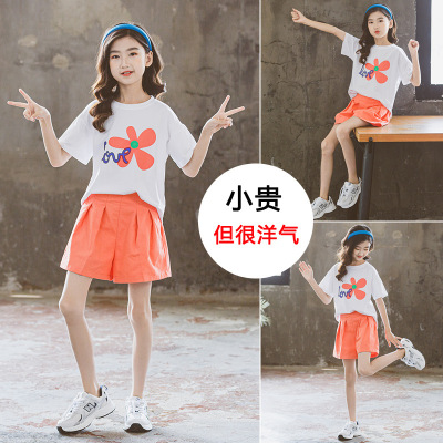 Suits 2021 New Western Style Girl Summer Internet Celebrity Children 12 Years Old Fashion Children and Teens' Clothing