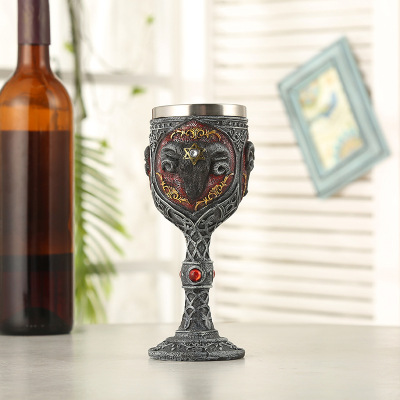 Foreign Trade Creative Personality Double Goblet European And American Sheep Head Resin Stainless Steel Shot Glass Halloween Gift Cup