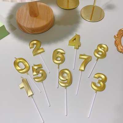 Birthday Candle Gold-Plated 0-9 Cake Decoration Party Supplies PVC Boxed Digital Candle