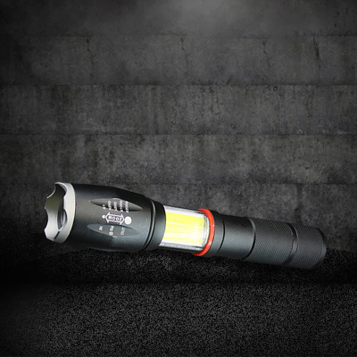 Cob + T6 Dual-Purpose Strong Light Long-Range Flashlight Work Light with Magnet Telescopic Focusing Super Bright Household Outdoor Lighting
