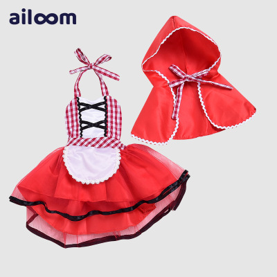 2022 Children's Clothing New Performance Costume Girls' Cloak Little Maid Little Red Riding Hood Cosplay Party Girl Suit