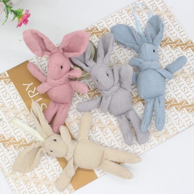 Korean Style Corduroy Wish Rabbit Doll Keychain Handbag Pendant Plush Toy Long-Legged Rabbit Wedding Gift