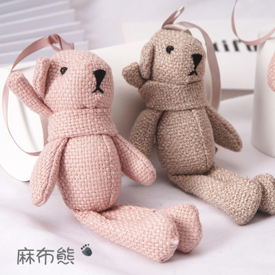 Stay Cute Doll Linen Bear Decoration Bear Doll Keychain Pendant Bag Accessories Plush Toy Activity Gift