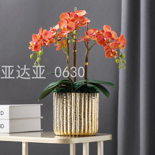 internet celebrity light luxury high temperature vase flower arrangement vase creative living room decoration electroplated gold and silver pleated ceramic vase