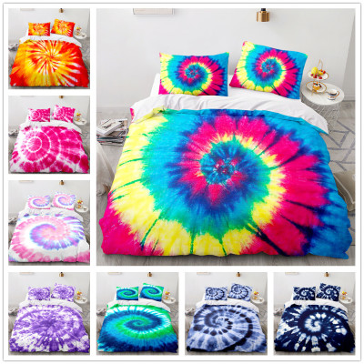 Cross-Border Foreign Trade Amazon AliExpress Three-Piece Set of Digital Printing Colorful Tie-Dyed Home Textile Quilt Cover