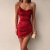 European and American Women's Clothing Spring New Split Korean Velvet One-Shoulder Backless Chain Strap Skinny Sheath Dress