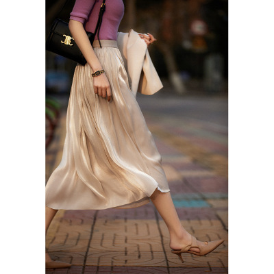 Beautiful! Go for an Outing in Spring Fairy Fluttering Skirt Flowing Silk Thread Milk Pearlescent Skirt
