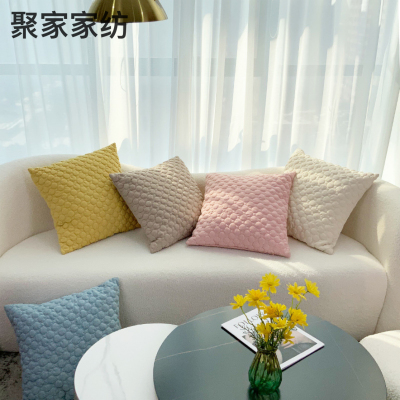 Nordic Color Cotton and Linen Circle Bubble Quilting Pillow Cover Sofa Decoration Solid Color Cushion Cover Wholesale