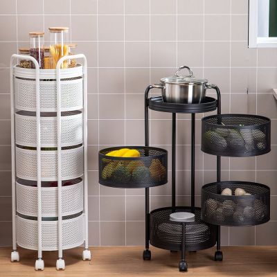 Kitchen Rotating Storage Rack Floor-Standing Household Multi-Functional Vegetable Corner Storage Rack Multi-Layer Vegetable Basket Fruit and Vegetable Storage Rack