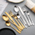 A Amazon Stainless Steel Western Food Knife, Fork and Spoon Dessert Spoon Fork Five-Piece Retro Embossed Brushed Gift Tableware