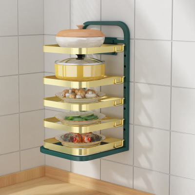 Golden Kitchen Pot Rack Multi-Layer Storage Rack Narrow Slit Frame Countertop Corner Pot Sink Cabinet inside Storage