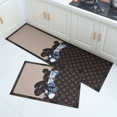 Light Luxury Kitchen Floor Mat Erasable Door Mat Absorbent Oil Absorbing Diatom Ooze Floor Mat Household Mat Waterproof Non-Slip Carpet