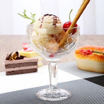 Factory Wholesale Ice Cream Cup High Foot Glass Ice Cream Cup Milk Shake Cup Salad Bowl Dessert Bowl Household Bowl