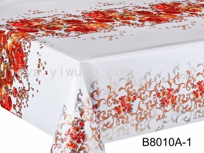 Tablecloth HD Flower Gold Tablecloth Waterproof PVC Crystal Tablecloth Kitchen Antifouling Tablecloth in Stock