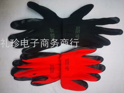 Nylon Latex Labor Gloves Wrinkle Non-Slip Wear-Resistant Breathable Comfortable Wrinkles Factory Direct Sales
